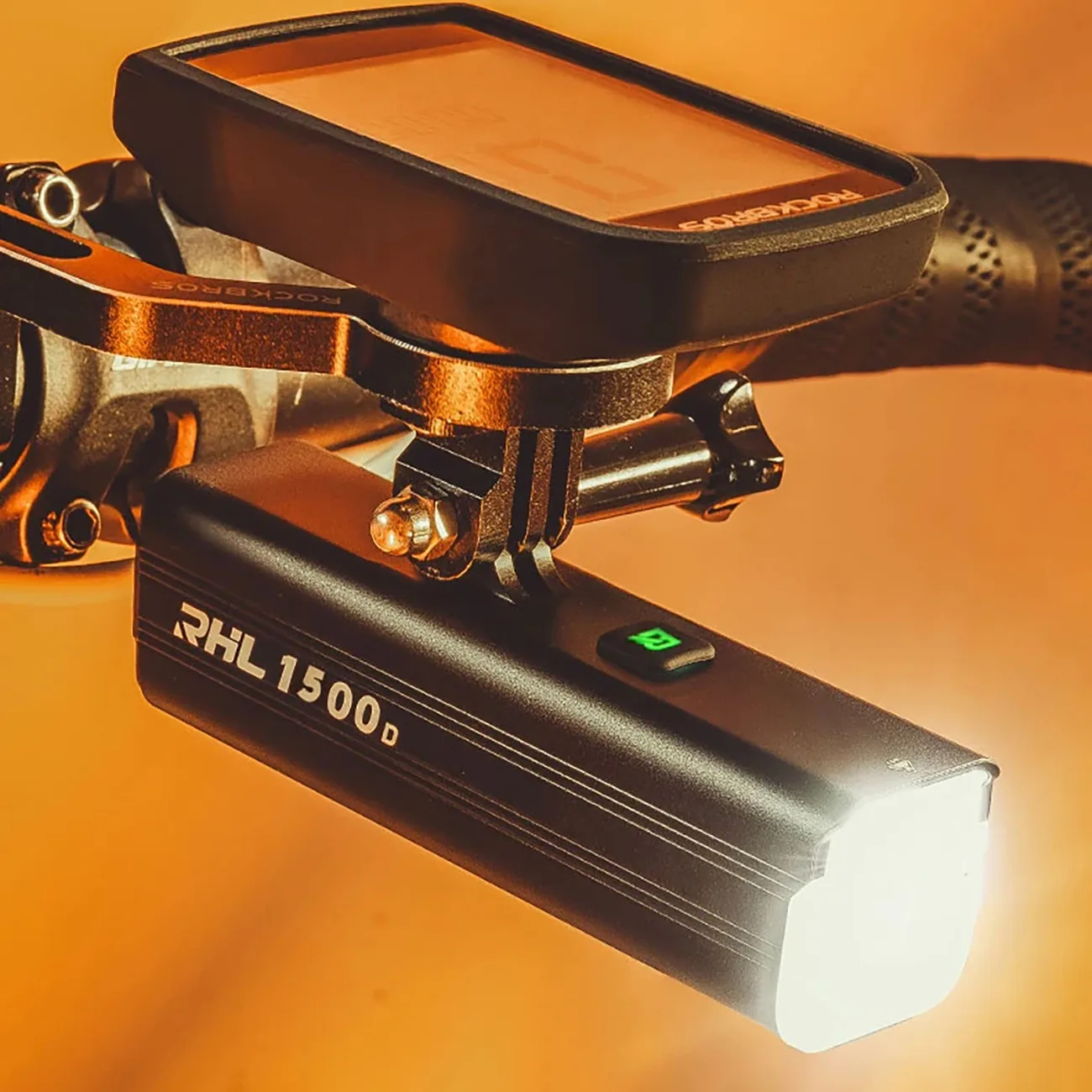 Predné svetlo na bicykel 5000 mAh, 1500 lm, IPX6 s držiakmi pre Garmin a GoPro – čierne 7