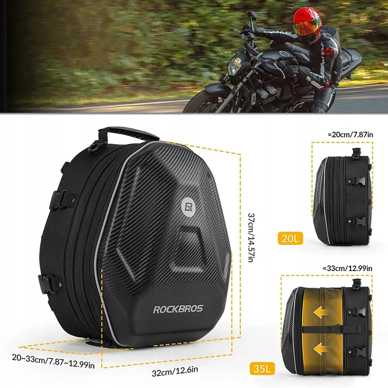 Torba motocyklowa plecak na kask mocowana na bak lub siedzeniu 35l - czarna 8