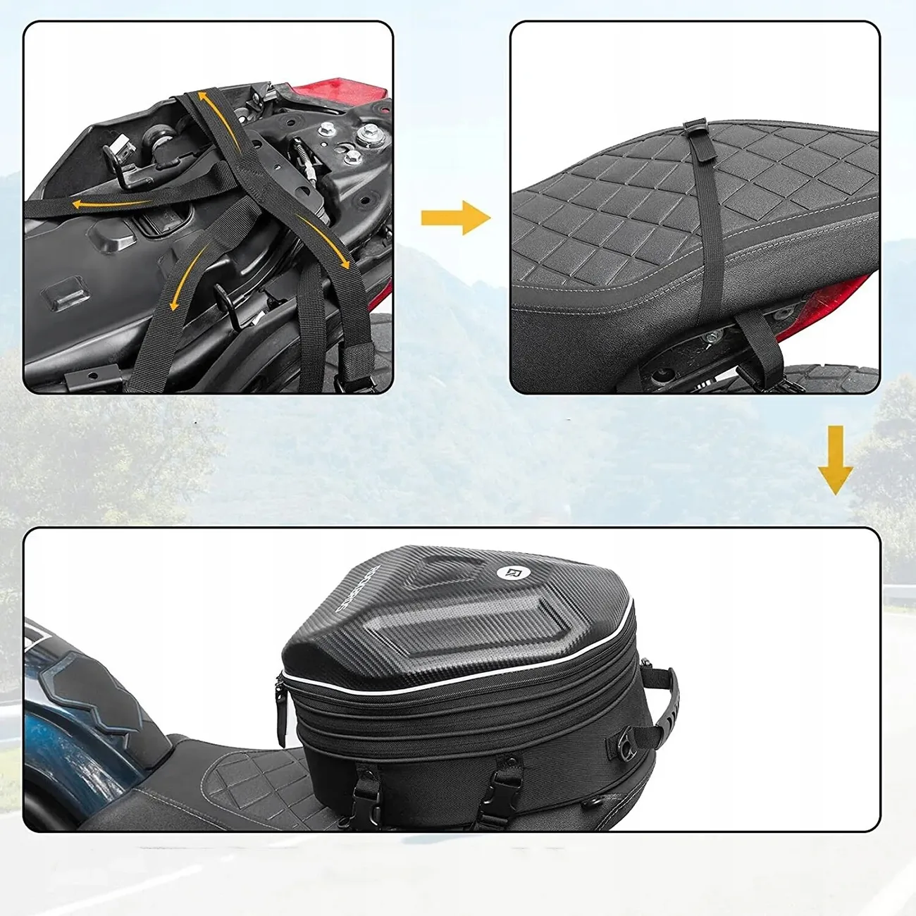 Torba motocyklowa plecak na kask mocowana na bak lub siedzeniu 35l - czarna 9