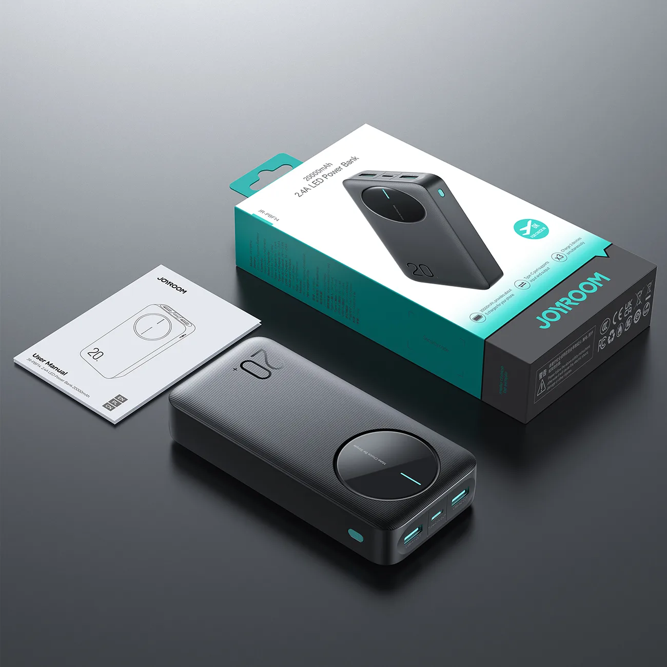 Powerbank JR-PBF14 20000mAh 2.4A 2x USB-A 1x USB-C - czarny 7
