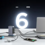 Stacja ładowania ładowarka wieloportowa GaN 65W EU 4x USB-C i 2x USB-A - ciemnoszara 9