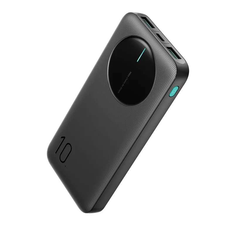 JR-PBF12 10000 mAh-s, 2,4 A-es power bank 2x USB-A és 1x USB-C porttal – fekete