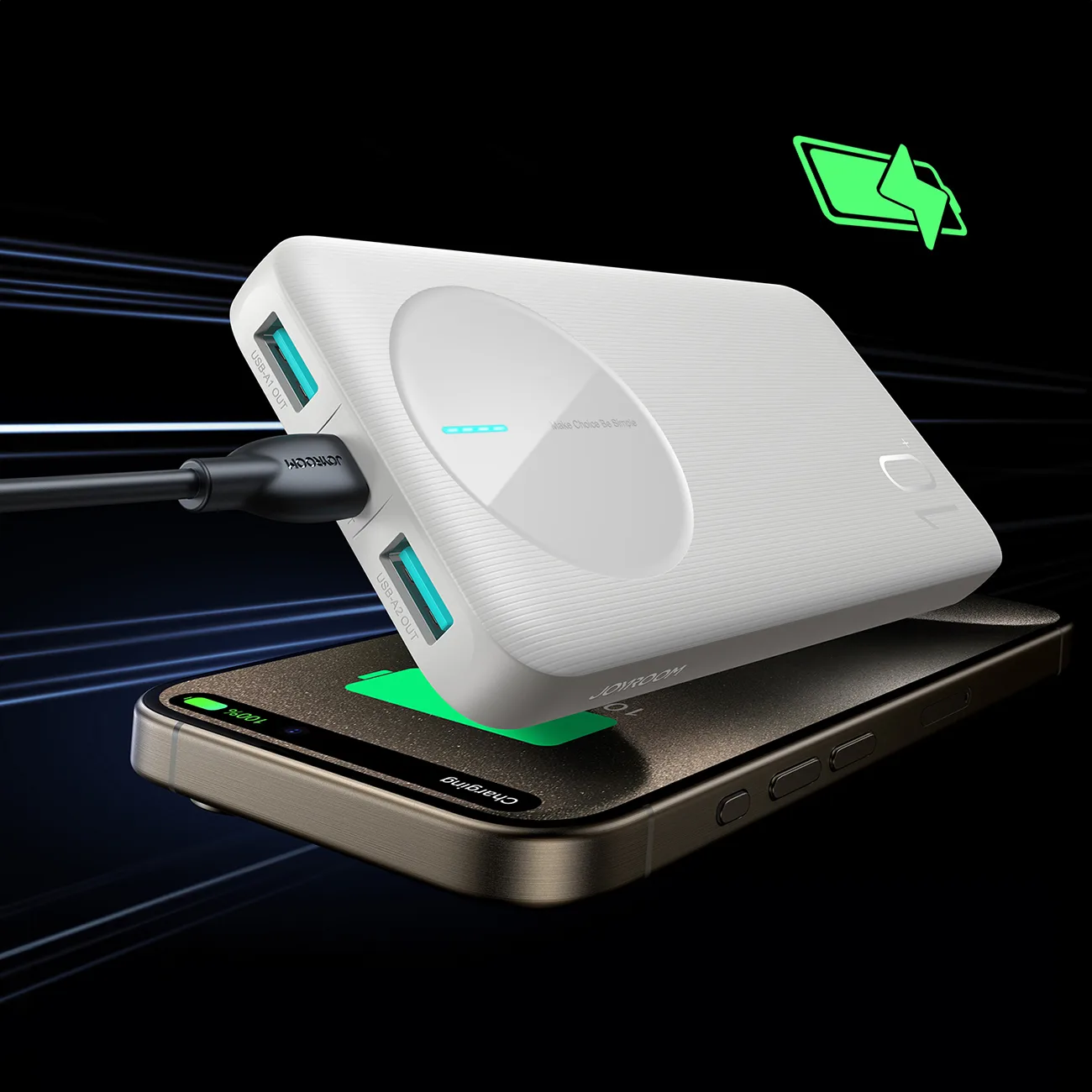 JR-PBF12 10000 mAh 2,4 A 2x USB-A 1x USB-C Powerbank – weiß 11