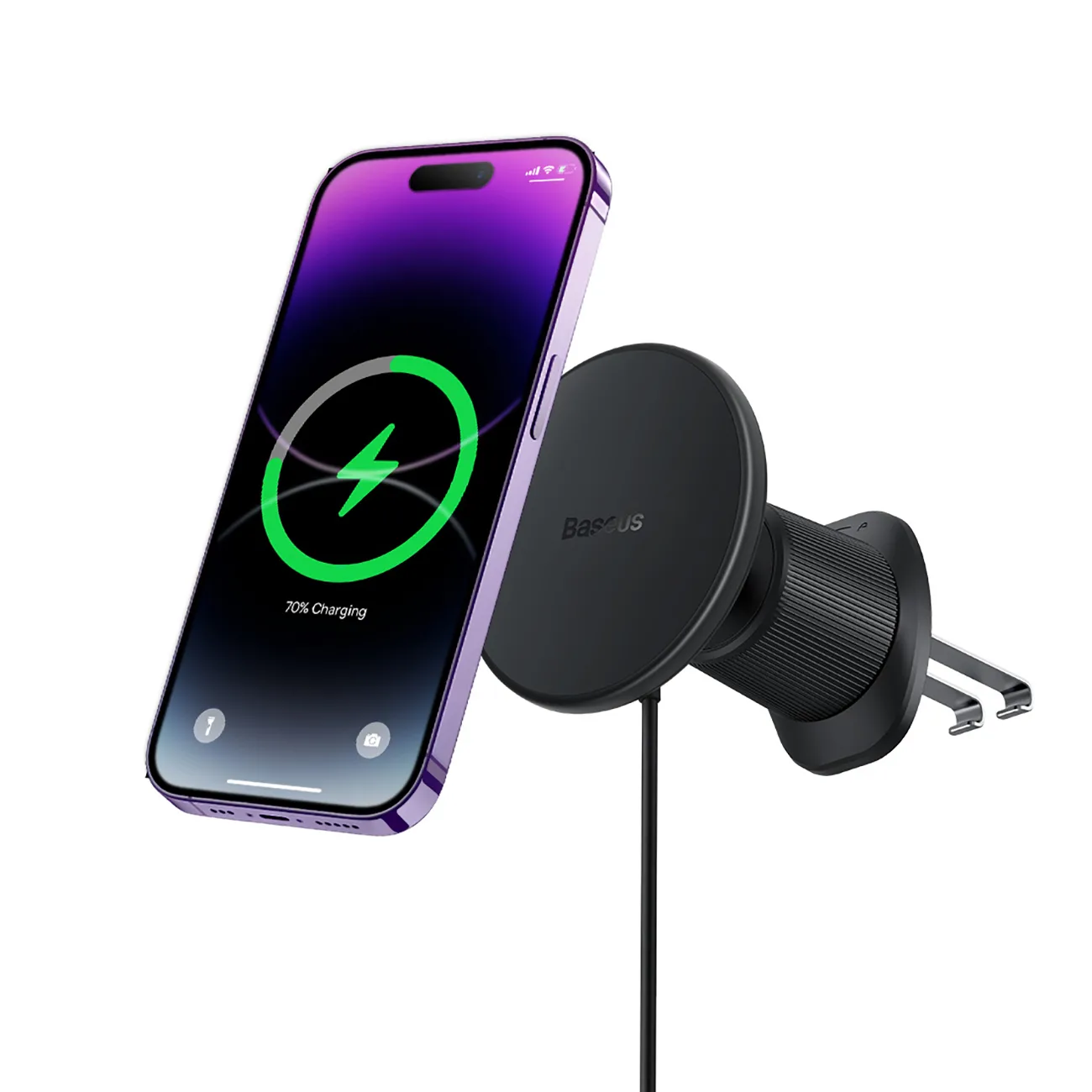 Držiak do auta pre iPhone s 15 W bezdrôtovou nabíjačkou do ventilácie – čierny 2