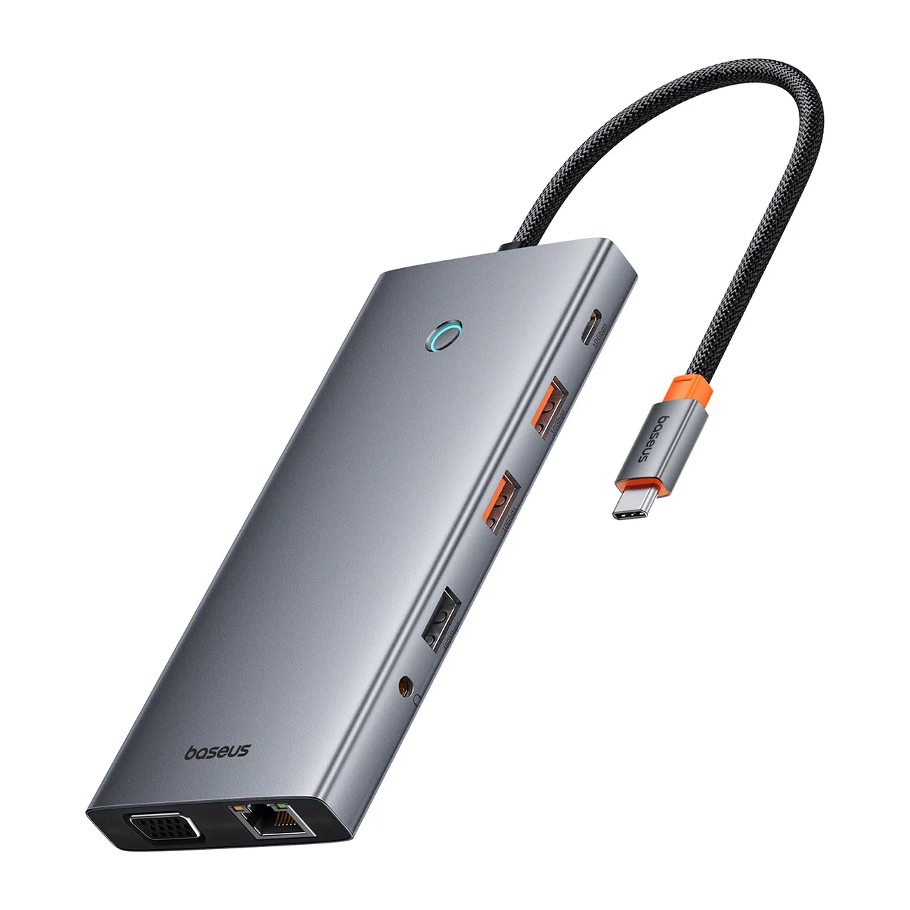 13-u-1 HUB adapter PortalJoy serija USB-C HDMI DP VGA USB-A PD RJ45 SD TF AUX - sivi