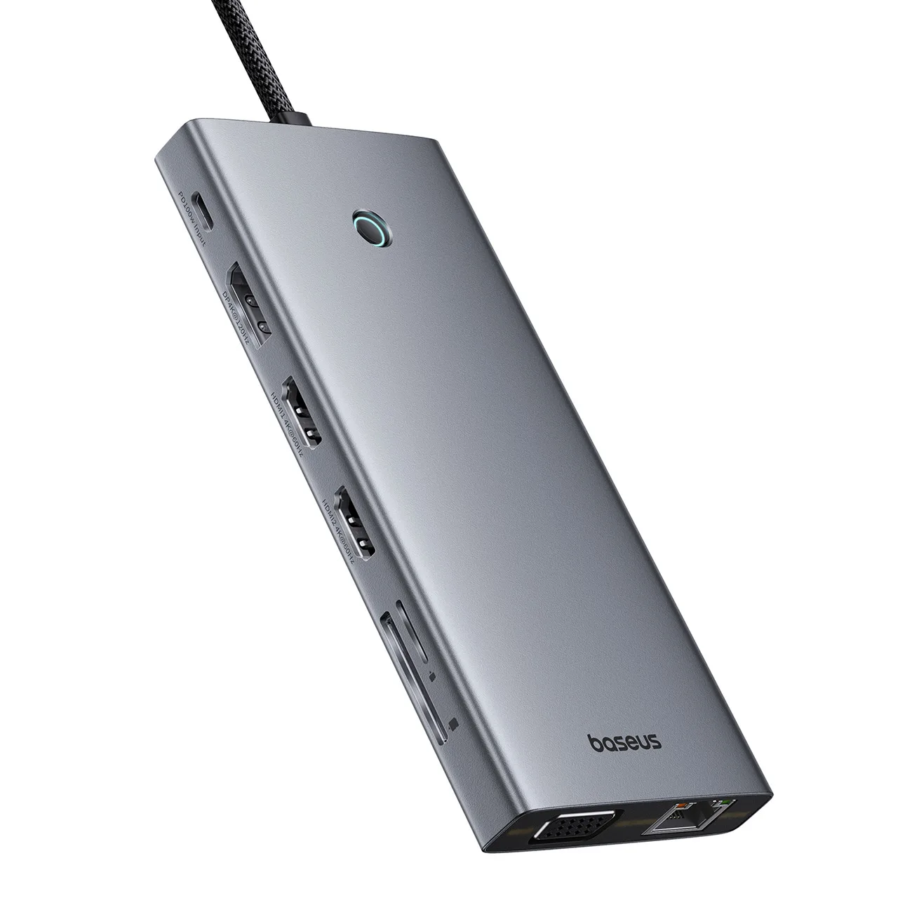 13-in-1-HUB-Adapter PortalJoy-Serie USB-C HDMI DP VGA USB-A PD RJ45 SD TF AUX – grau 3