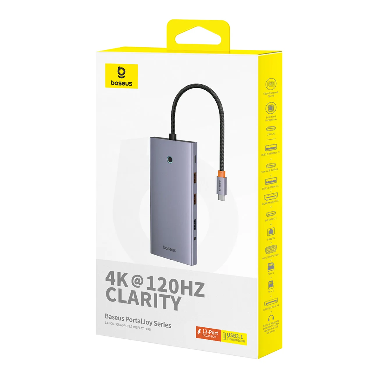 13-in-1-HUB-Adapter PortalJoy-Serie USB-C HDMI DP VGA USB-A PD RJ45 SD TF AUX – grau 5