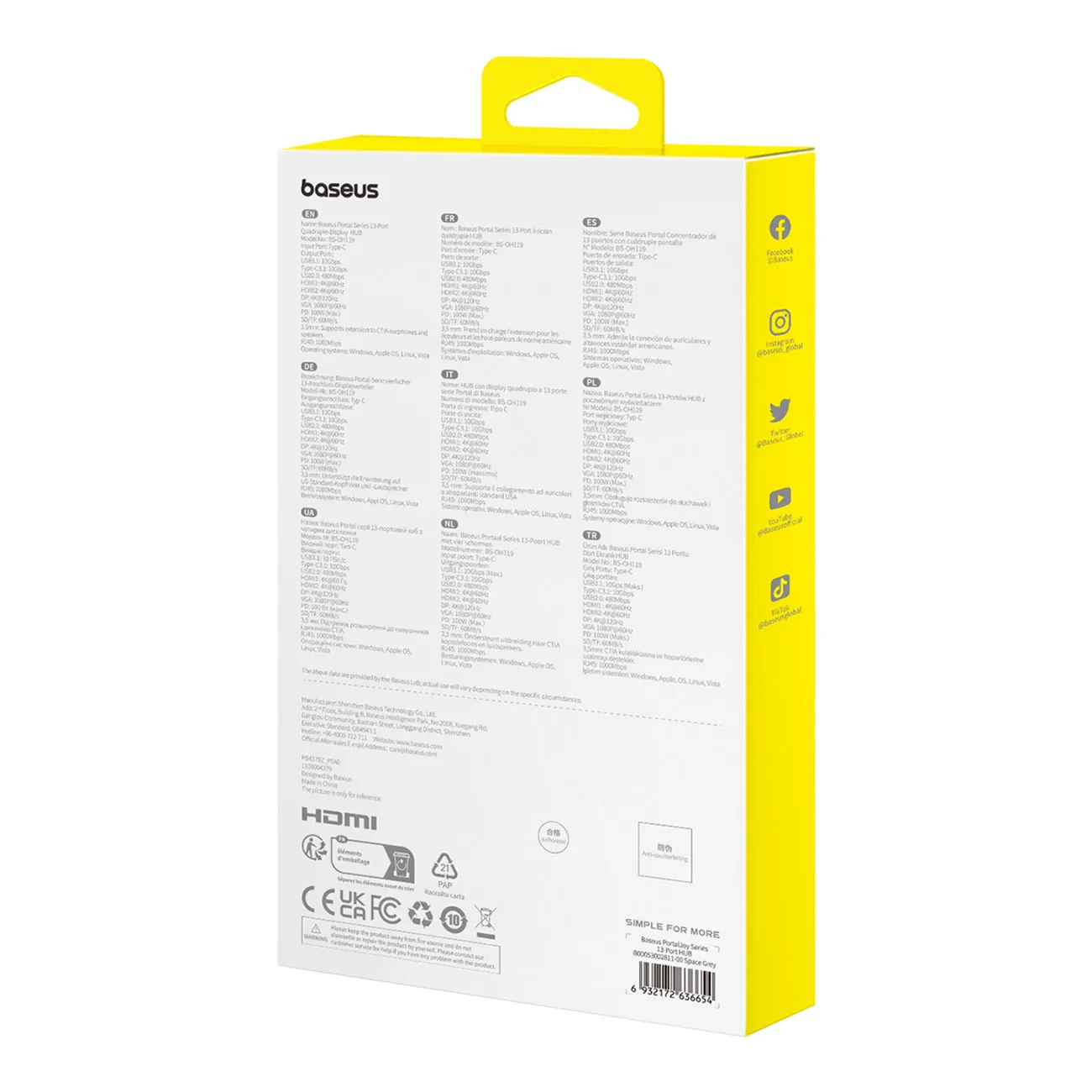 13-in-1-HUB-Adapter PortalJoy-Serie USB-C HDMI DP VGA USB-A PD RJ45 SD TF AUX – grau 6