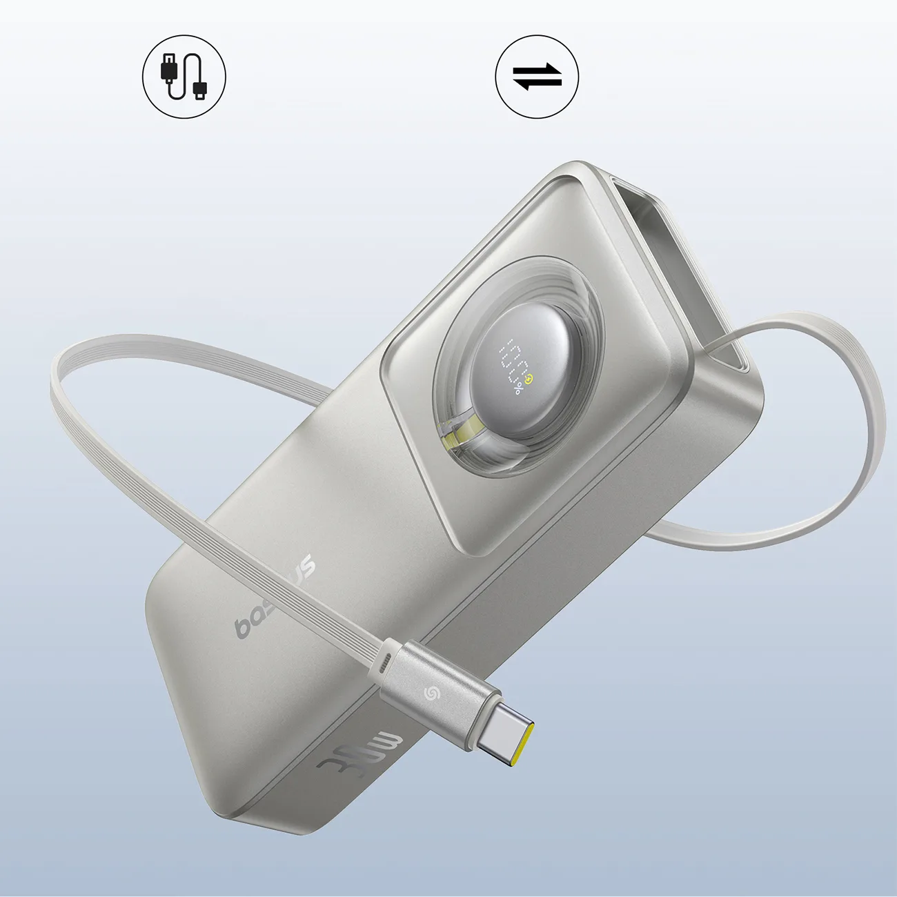 Powerbank Free2Pull 10000mAh 30W z portem USB-C i rozwijanym kablem USB-C - szary 6