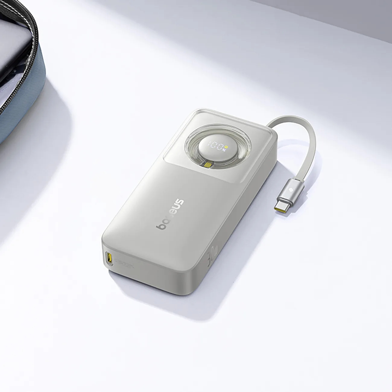 Powerbank Free2Pull 10000mAh 30W z portem USB-C i rozwijanym kablem USB-C - szary 9