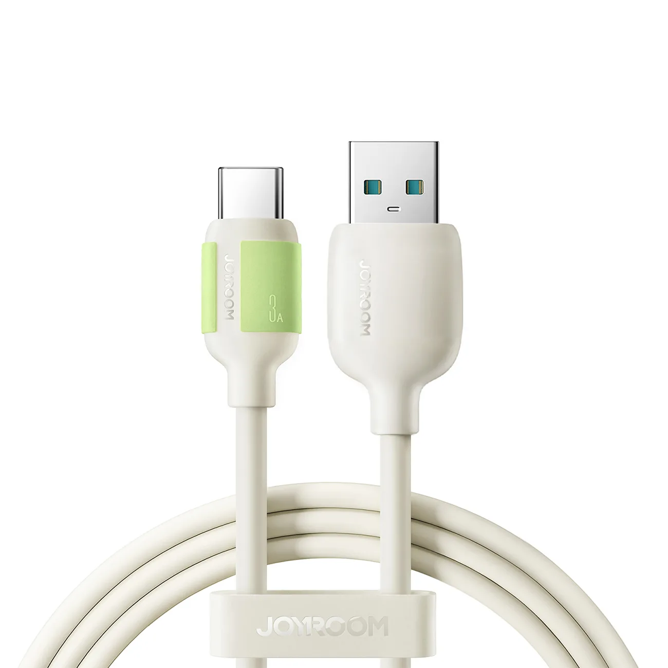 USB-A–USB-C kábel fluoreszkáló végű, 1,2 m, bézs