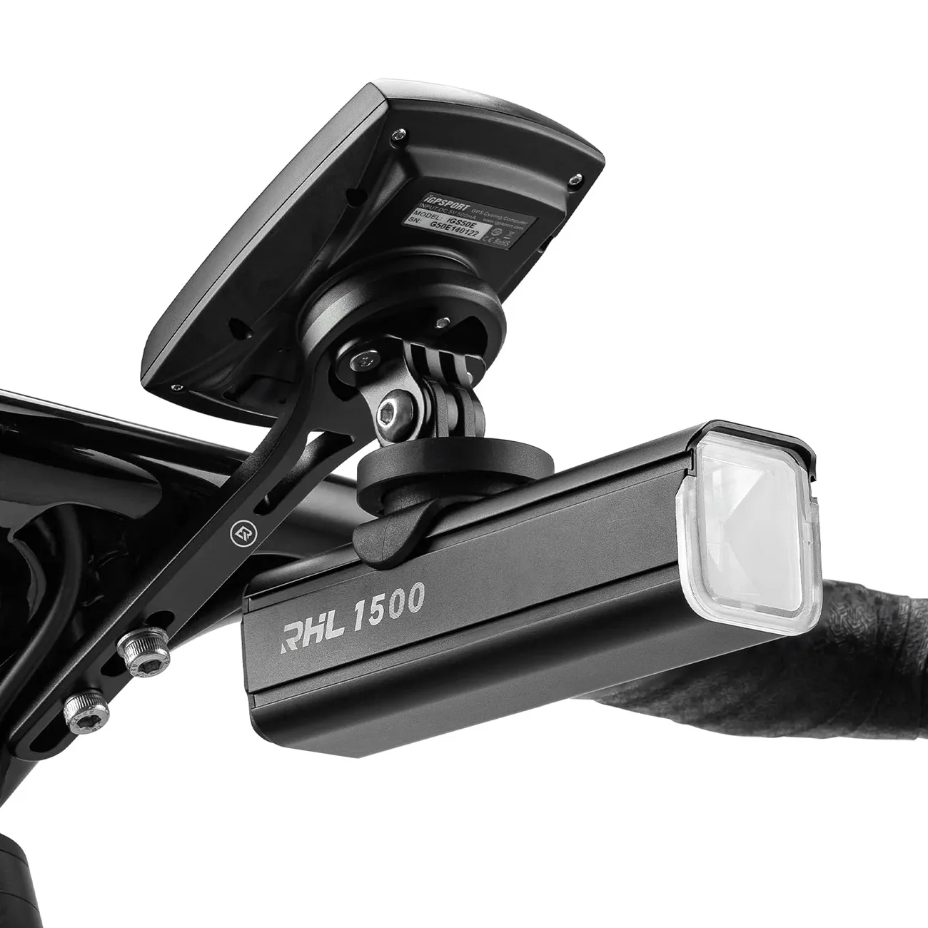 Fahrradhalterung für Garmin, GoPro und Frontleuchten – schwarz 2