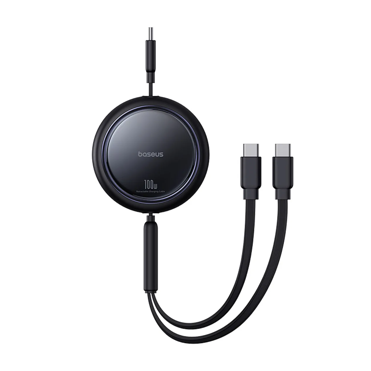 Cablu retractabil USB-C - 2 x USB-C Bright Mirror Series 100W 1m - Negru