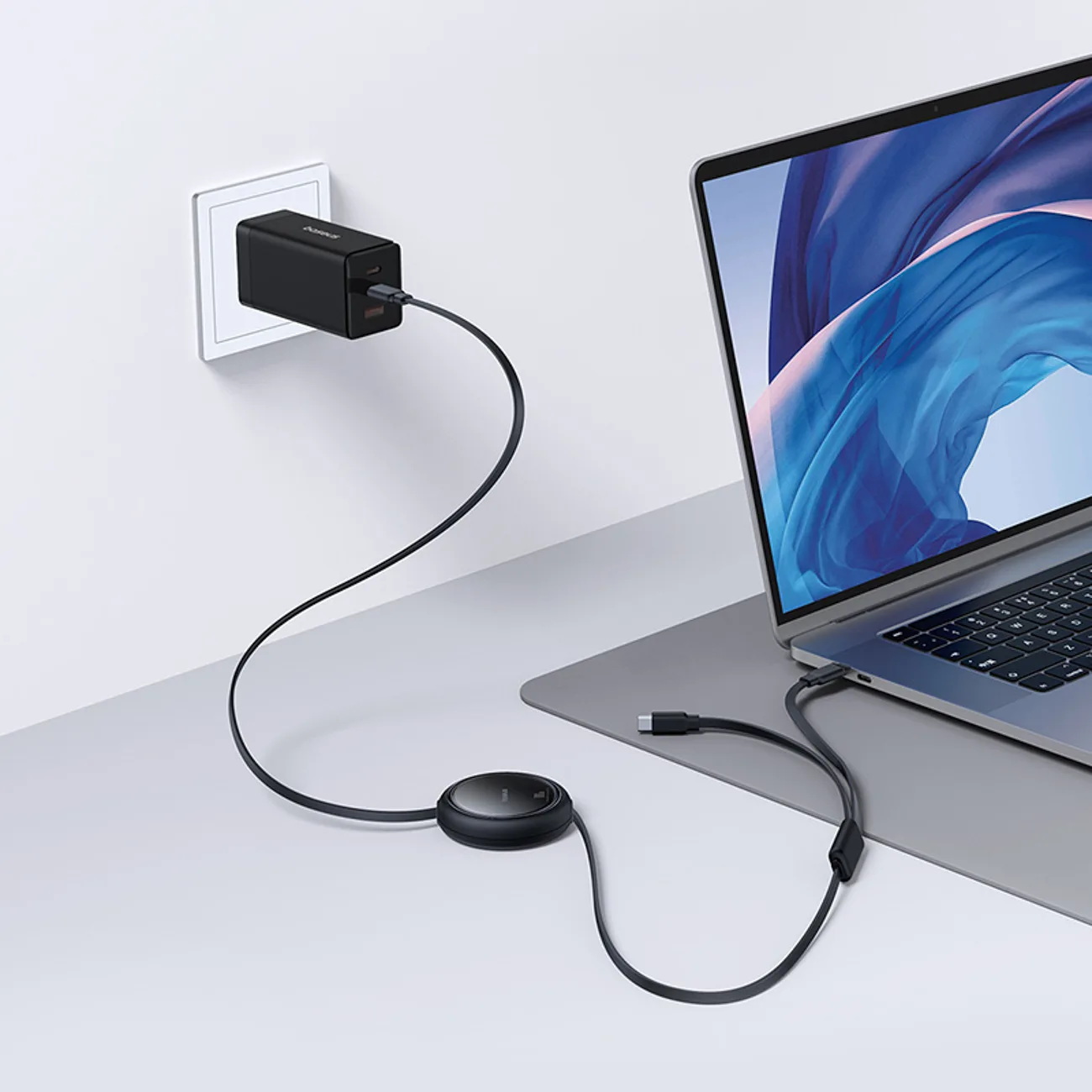 Cablu retractabil USB-C - 2 x USB-C Bright Mirror Series 100W 1m - Negru 8