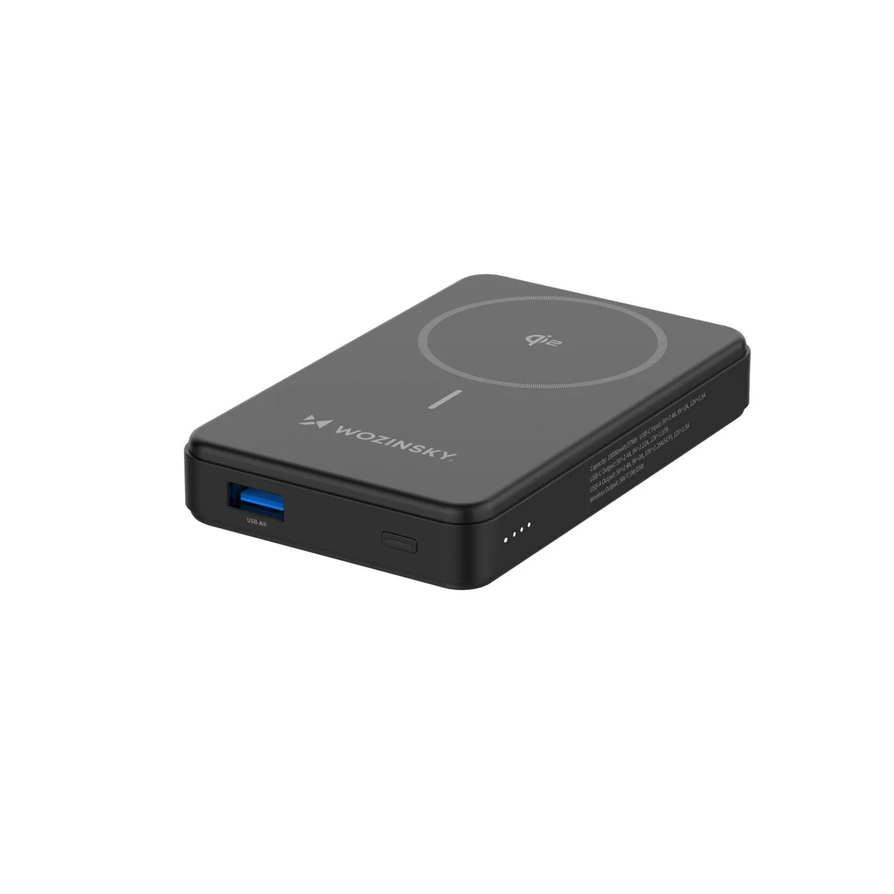 Baterie externă magnetică Qi2 de 10000 mAh cu porturi de încărcare USB-A și USB-C PD de 22,5 W - negru 4