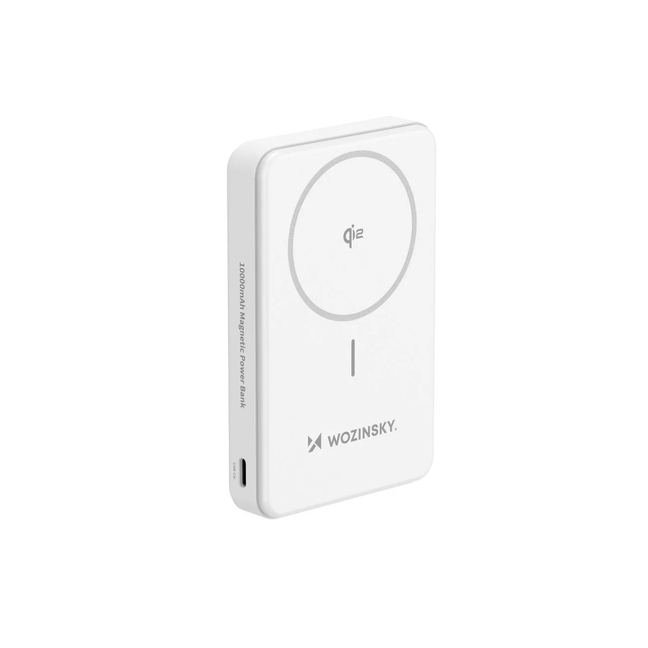Qi2 10000 mAh mágneses powerbank USB-A és USB-C 22,5 W PD töltőállvánnyal – fehér