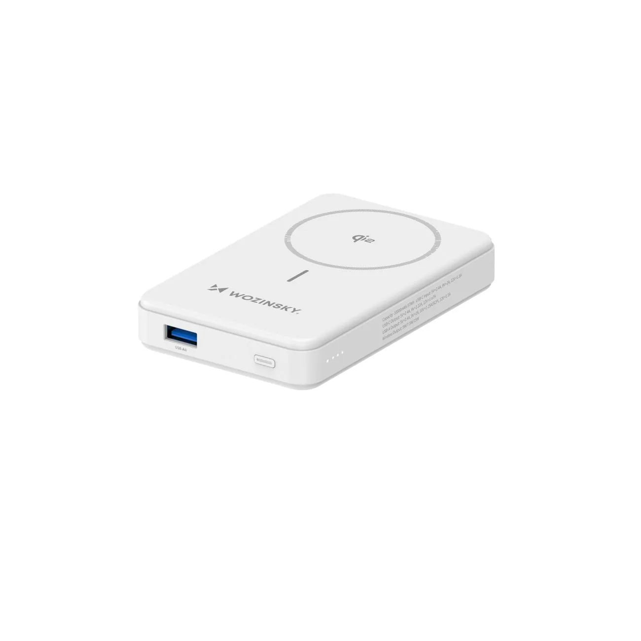 Qi2 10000mAh magnetska power bank s USB-A i USB-C 22,5W PD postoljem za punjenje - bijela 5