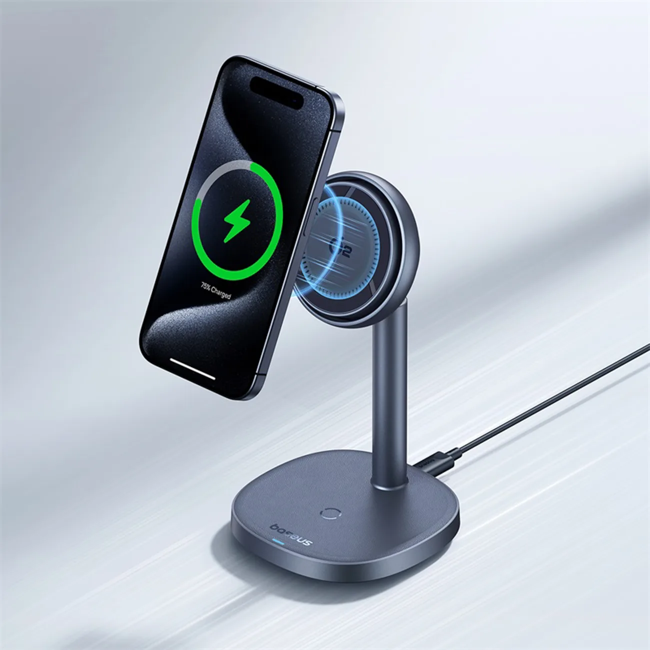 Încărcător inductiv 2-în-1 Orbit 2 Pro MagSafe Qi2 de 20 W cu sistem de răcire - Gri 9