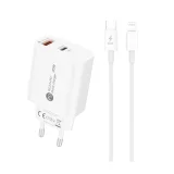 20 W-os USB-A–USB-C fali töltő 1 m-es USB-C–iPhone Lightning kábellel – fehér