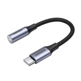 3.5 mm mini jack (female) to USB-C (male) headphone adapter, 10 cm - gray