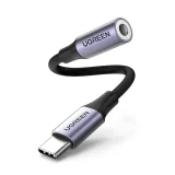 3.5 mm mini jack (female) to USB-C (male) headphone adapter, 10 cm - gray 2