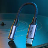 3.5 mm mini jack (female) to USB-C (male) headphone adapter, 10 cm - gray 4