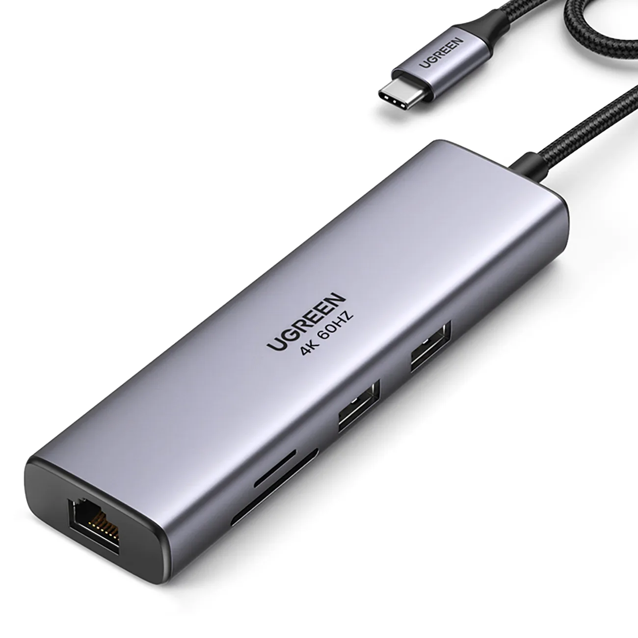 USB-C – USB-A / HDMI / RJ45 / SD és TF kártyaolvasó / USB-C PD 100 W-os adapter hub – szürke