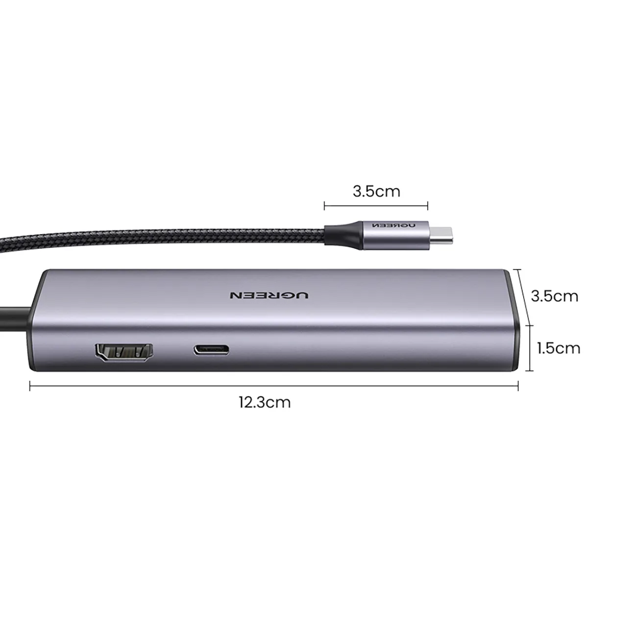 HUB Adapter USB-C - USB-A / HDMI / RJ45 / czytnik kart SD i TF / USB-C PD 100W - szary 3