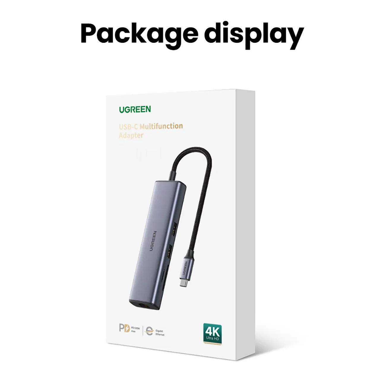 HUB Adapter USB-C - USB-A / HDMI / RJ45 / czytnik kart SD i TF / USB-C PD 100W - szary 4