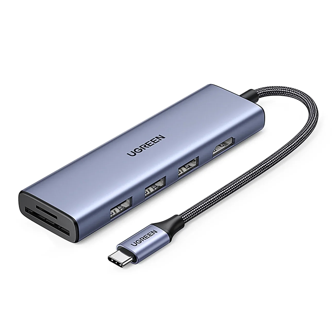 6-in-1-USB-C-Hub-Adapter – HDMI / USB-A / SD- & TF-Kartenleser – Grau