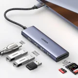 6-in-1-USB-C-Hub-Adapter – HDMI / USB-A / SD- & TF-Kartenleser – Grau 6