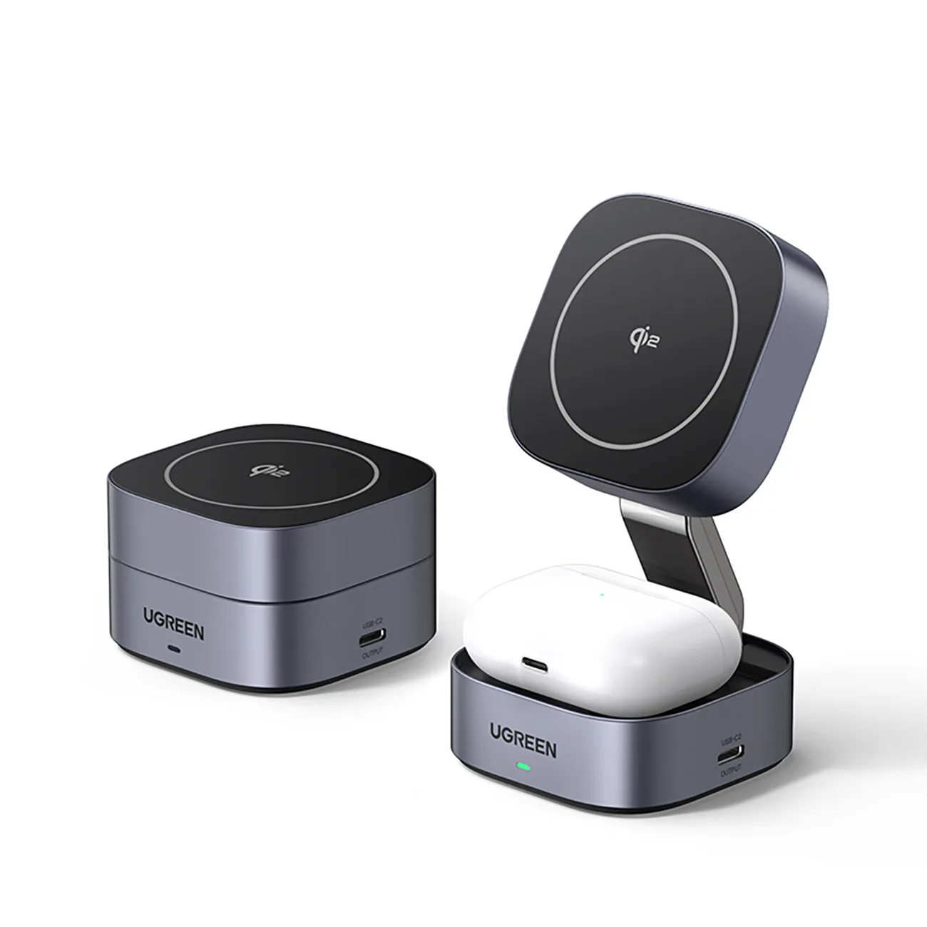 3 az 1-ben MagSafe Qi2 USB-C induktív töltő telefonhoz és fejhallgatóhoz - Fekete 2