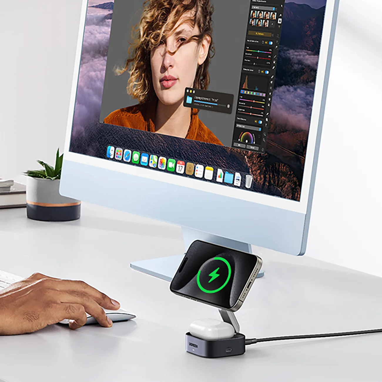 3 az 1-ben MagSafe Qi2 USB-C induktív töltő telefonhoz és fejhallgatóhoz - Fekete 3