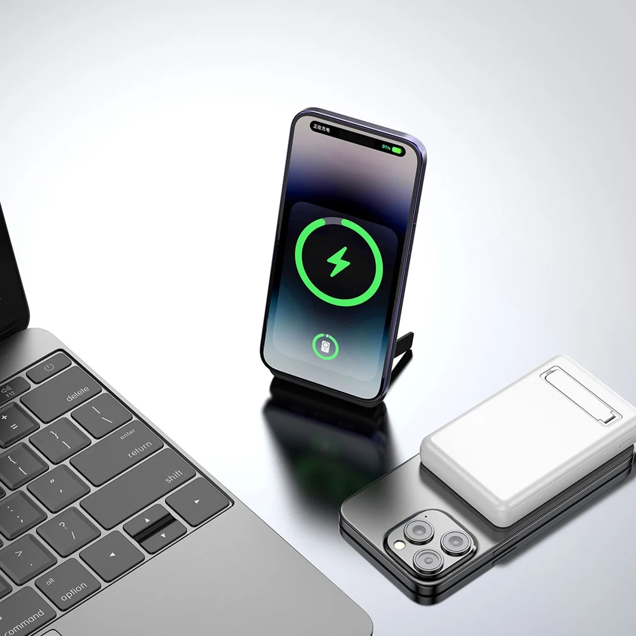 K14S+ 10000mAh Power Bank with Stand 20W USB-A / USB-C / MagSafe - White 2