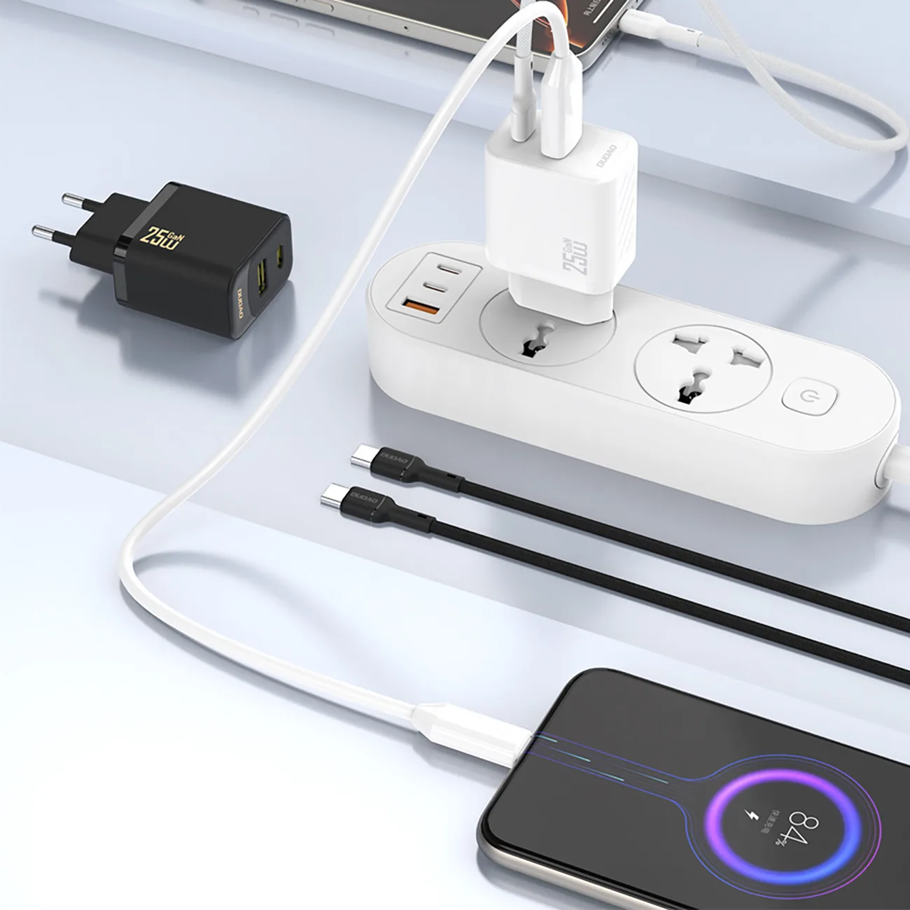 25 W-os USB-A/USB-C gyors fali töltő – fekete 2