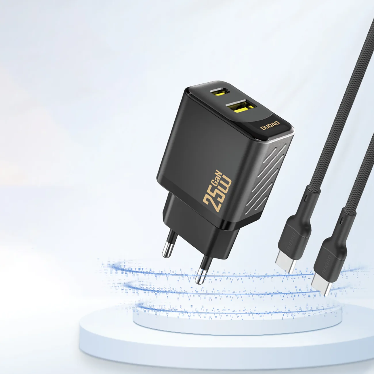25 W-os USB-A/USB-C gyors fali töltő – fekete 3