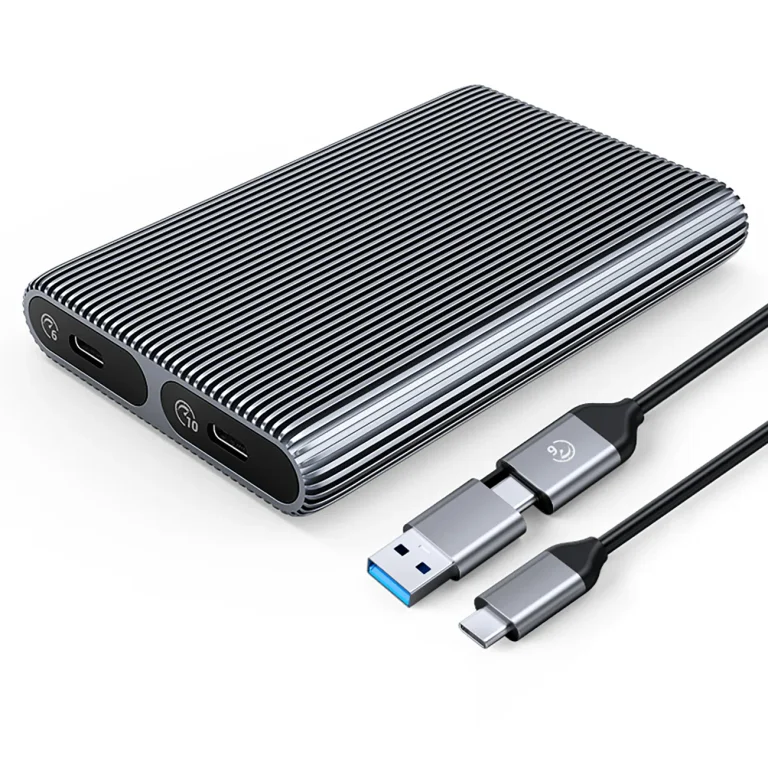 AM2C3-2SN ház két M.2 SATA+NVMe USB-C 10 Gb/s meghajtóhoz – szürke