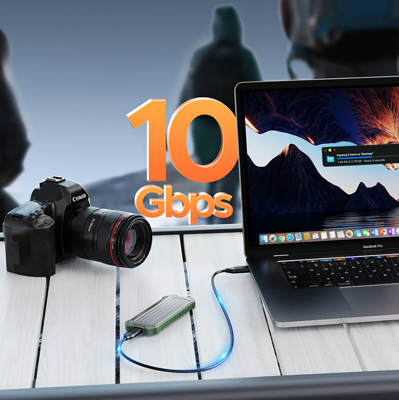 OTPX-G2 Verstärktes taktisches Laufwerksgehäuse für M.2 NVMe / SATA SSD USB-C – Grau-Grün 3