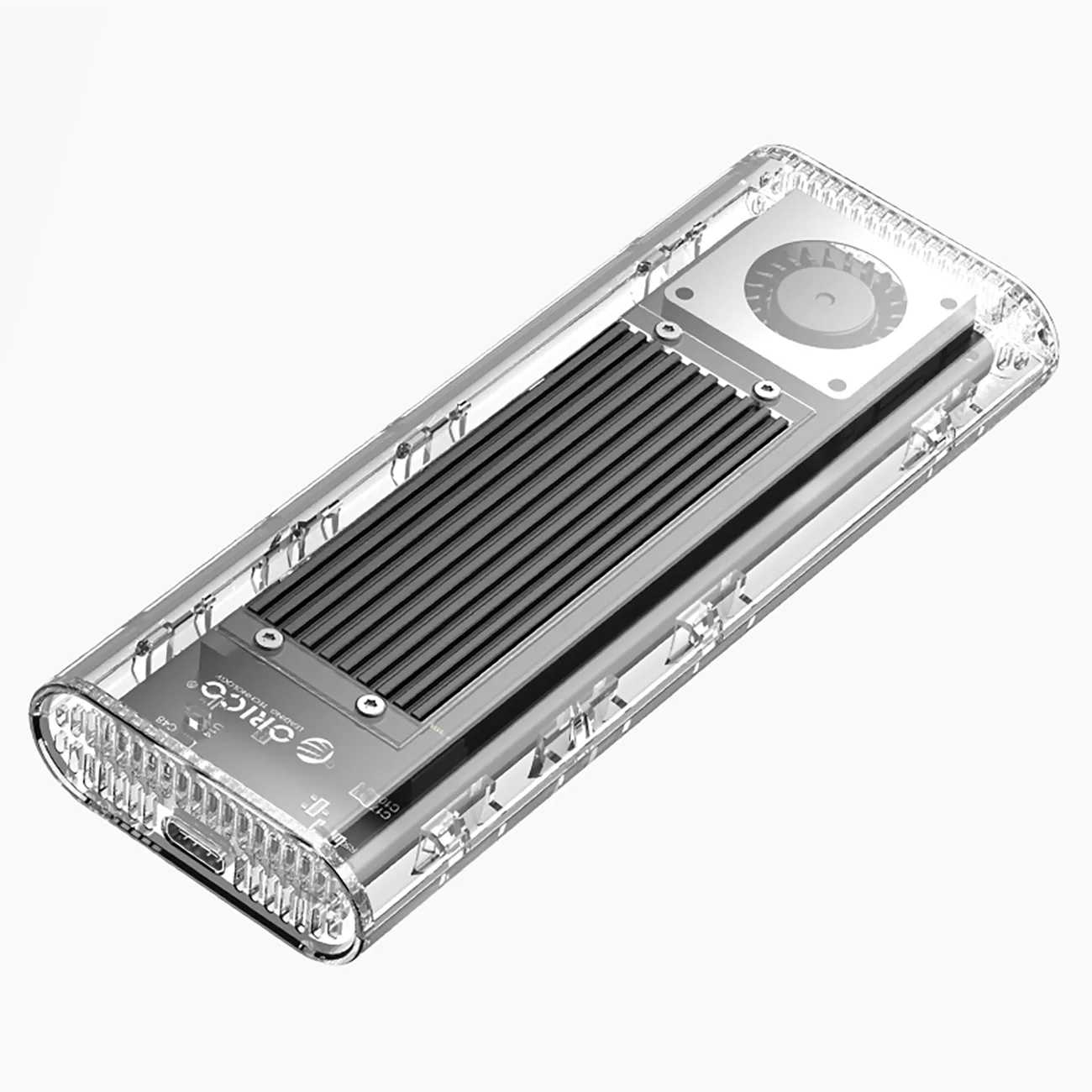 TCM2-G20 M.2 NVMe USB-C 3.2 20 Gb/s puzdro na disk – strieborné-priehľadné 2