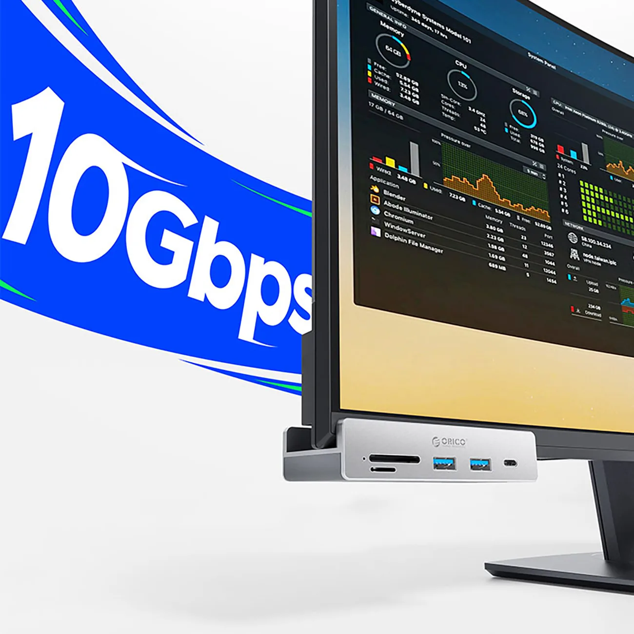 MH5PC-Hub mit USB-C/USB-A-, USB-C-, SD- und TF-Kartensteckplätzen – Silber 3