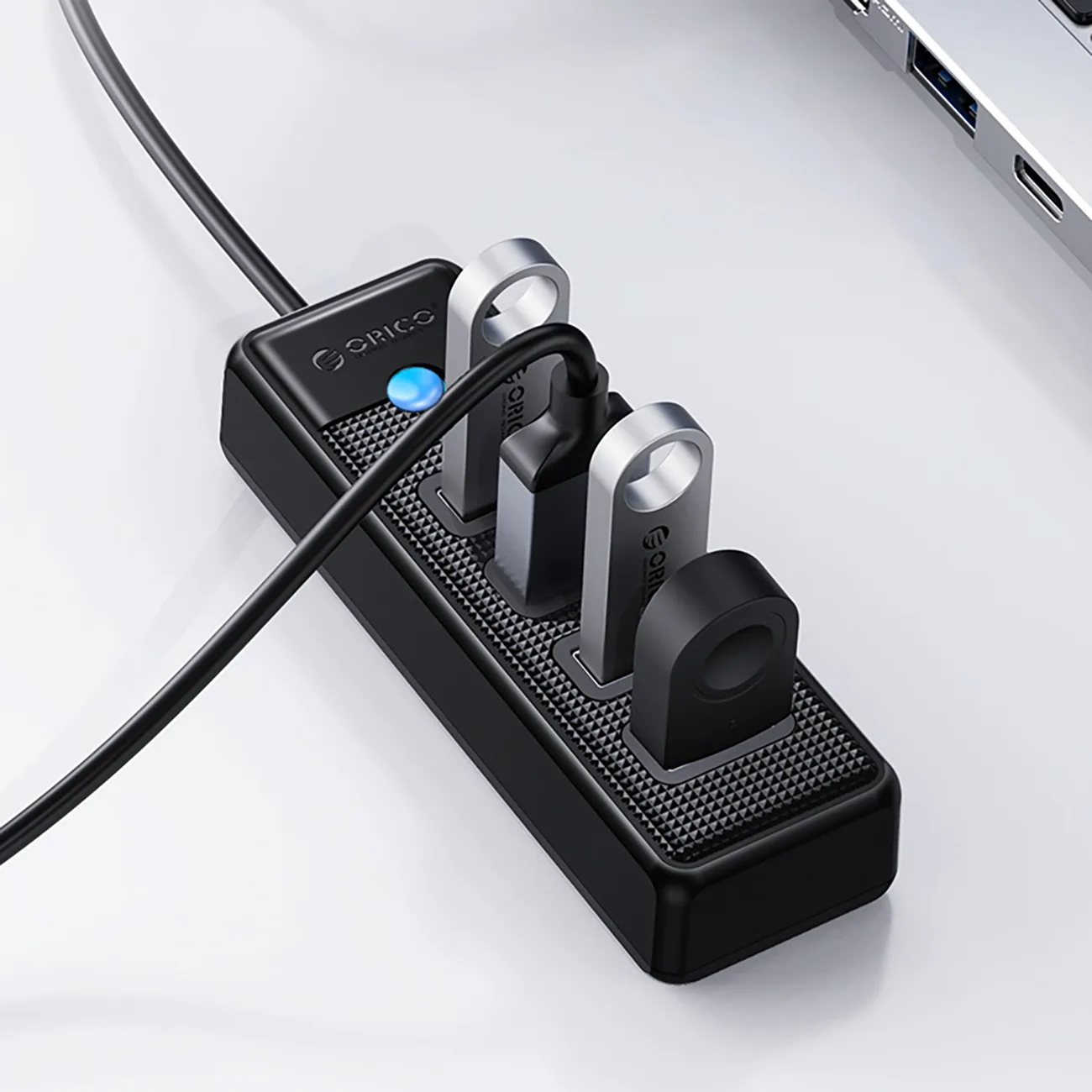 Hub rozdzielacz PW4U-U3 USB-A - 4x USB-A - czarny 5