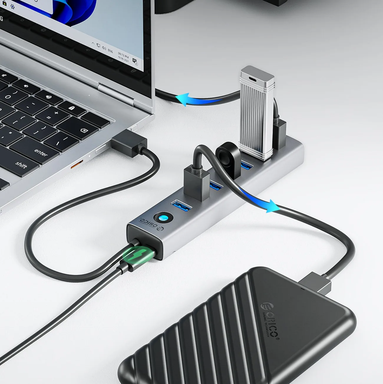 CL7U-U3 Hub-Splitter 7x USB-A USB-C 5V 3A 1 m – Grau 4