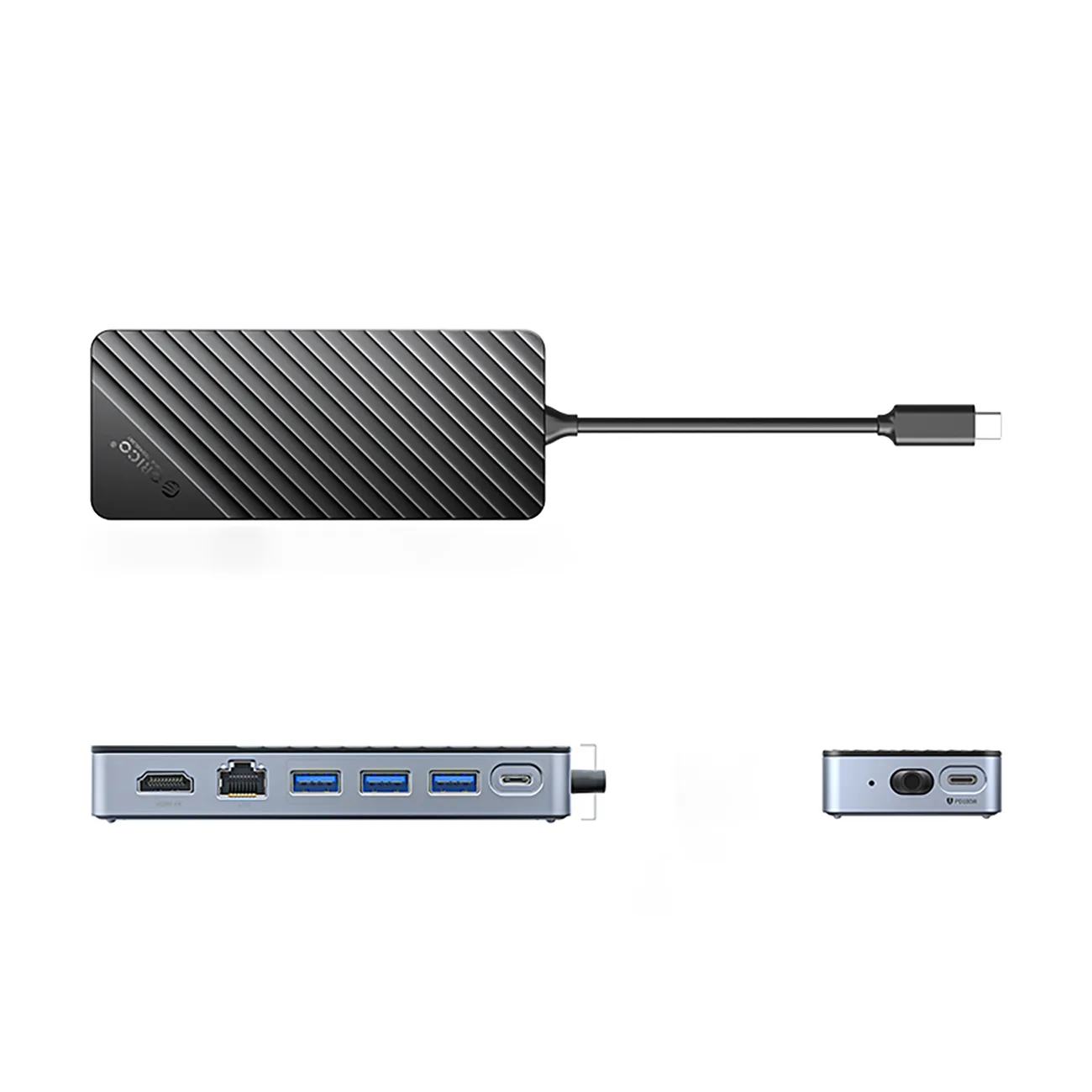 Dockingová stanica OM28PR-G2 s pozíciou pre disk M.2, USB-C na USB-A, USB-C, HDMI, Ethernet – čierna 2