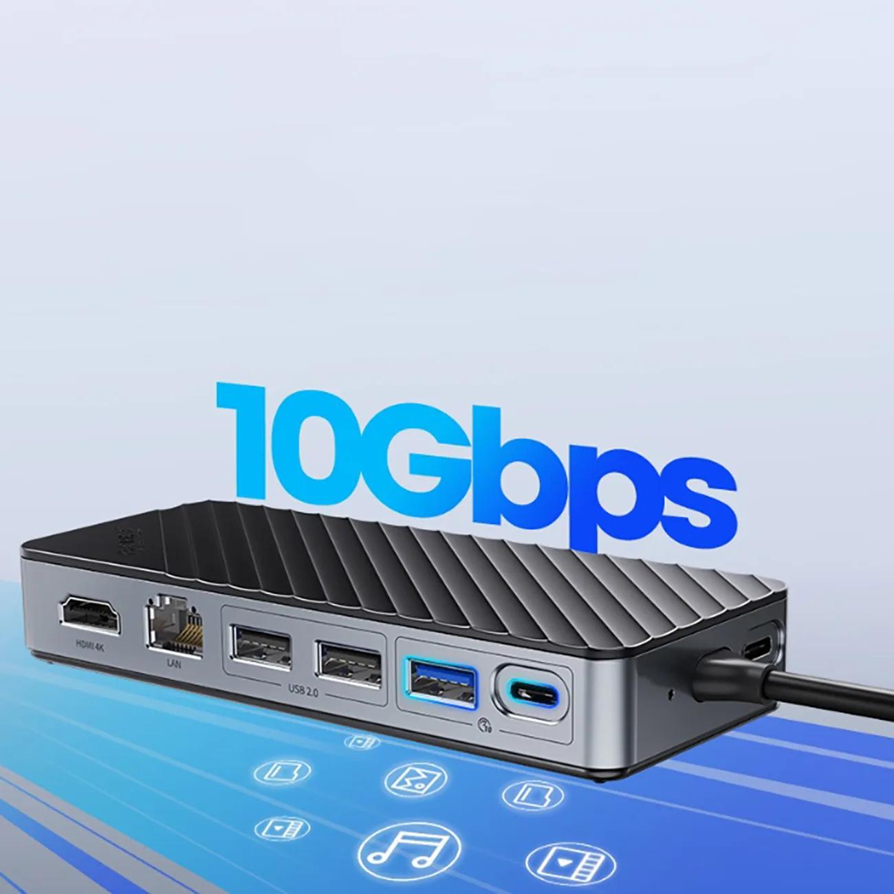 Dockingová stanica OM28PR-G2 s pozíciou pre disk M.2, USB-C na USB-A, USB-C, HDMI, Ethernet – čierna 3