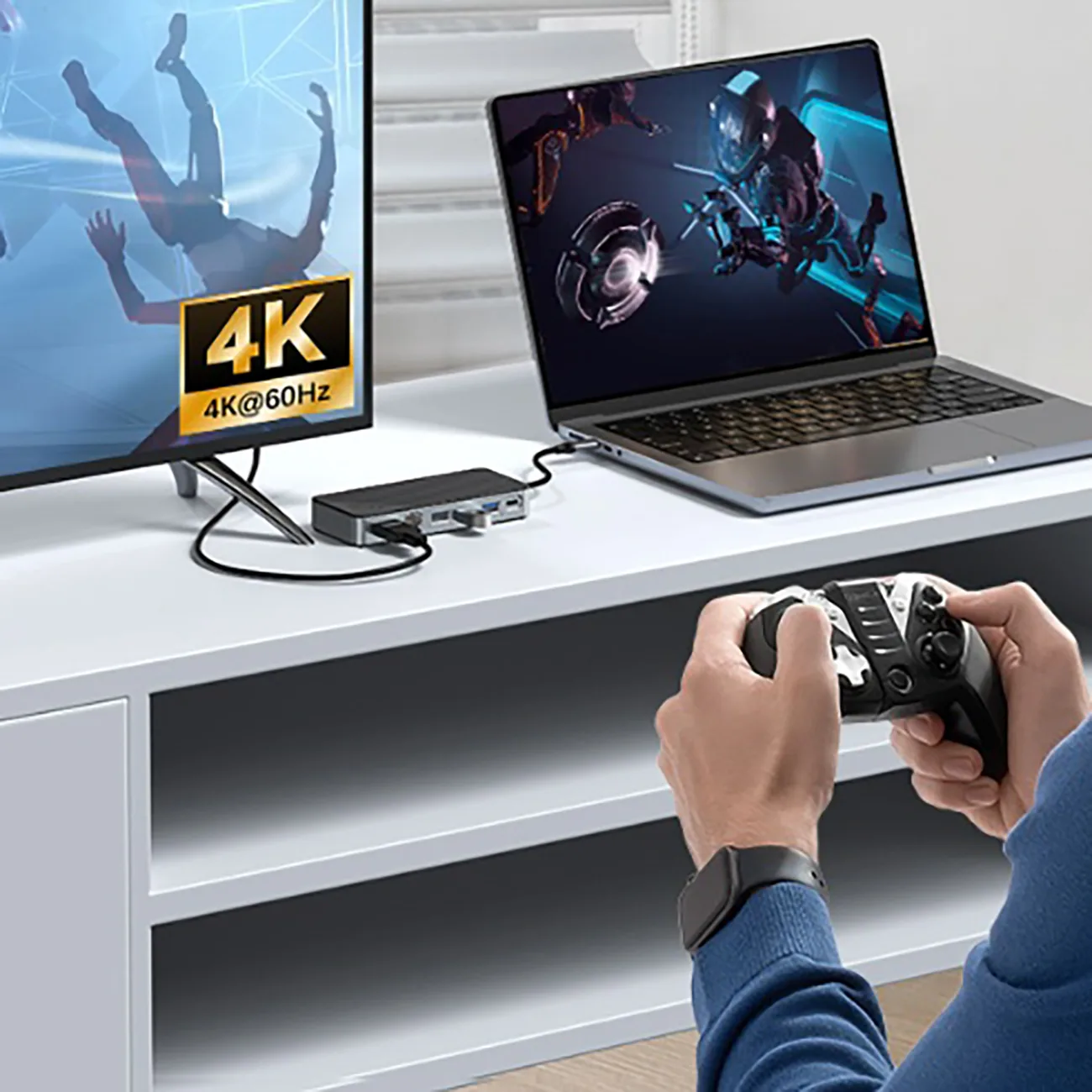 Dockingová stanica OM28PR-G2 s pozíciou pre disk M.2, USB-C na USB-A, USB-C, HDMI, Ethernet – čierna 4