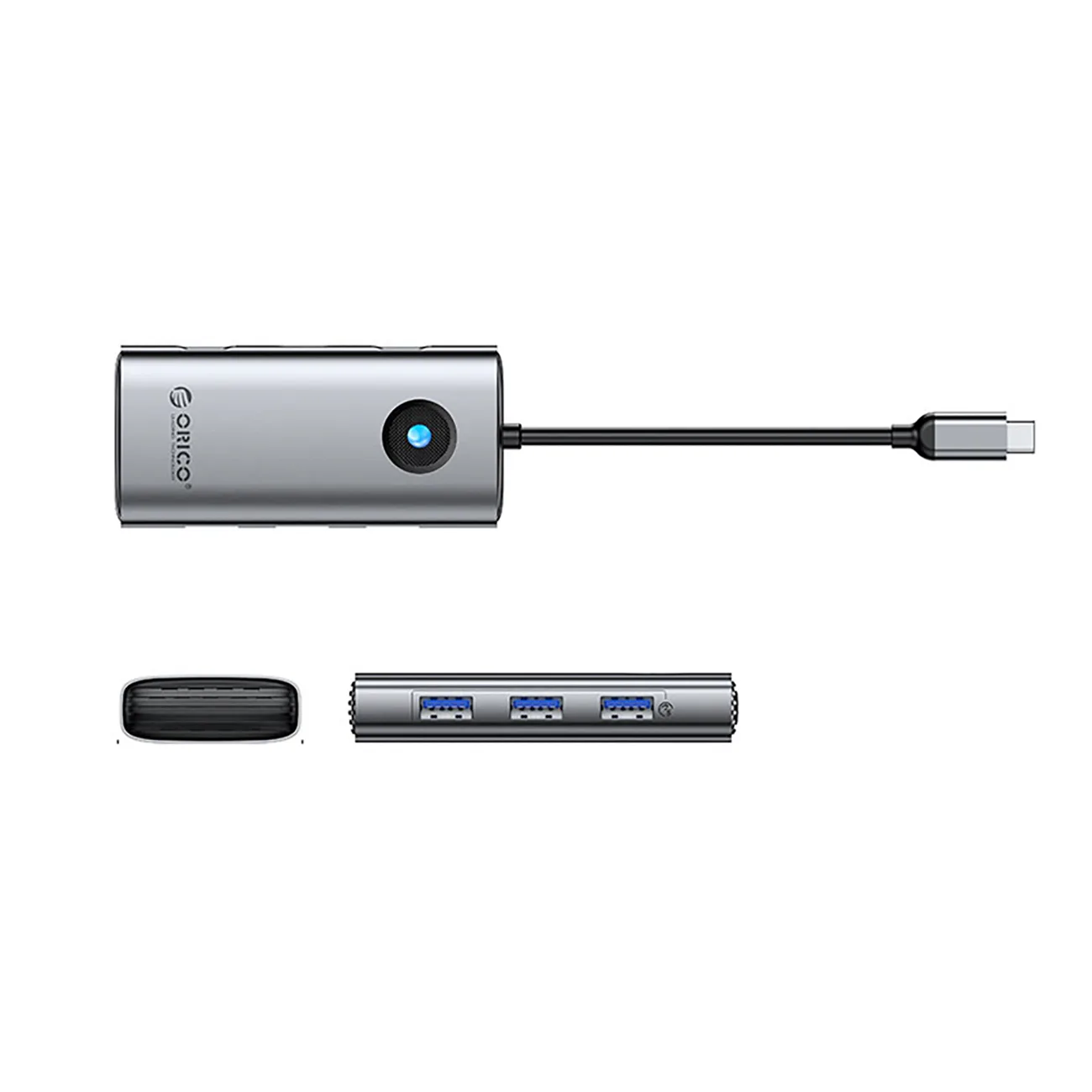 PW11-6P Hub: USB-C na USB-A, USB-C, HDMI razdjelnik - sivi 2