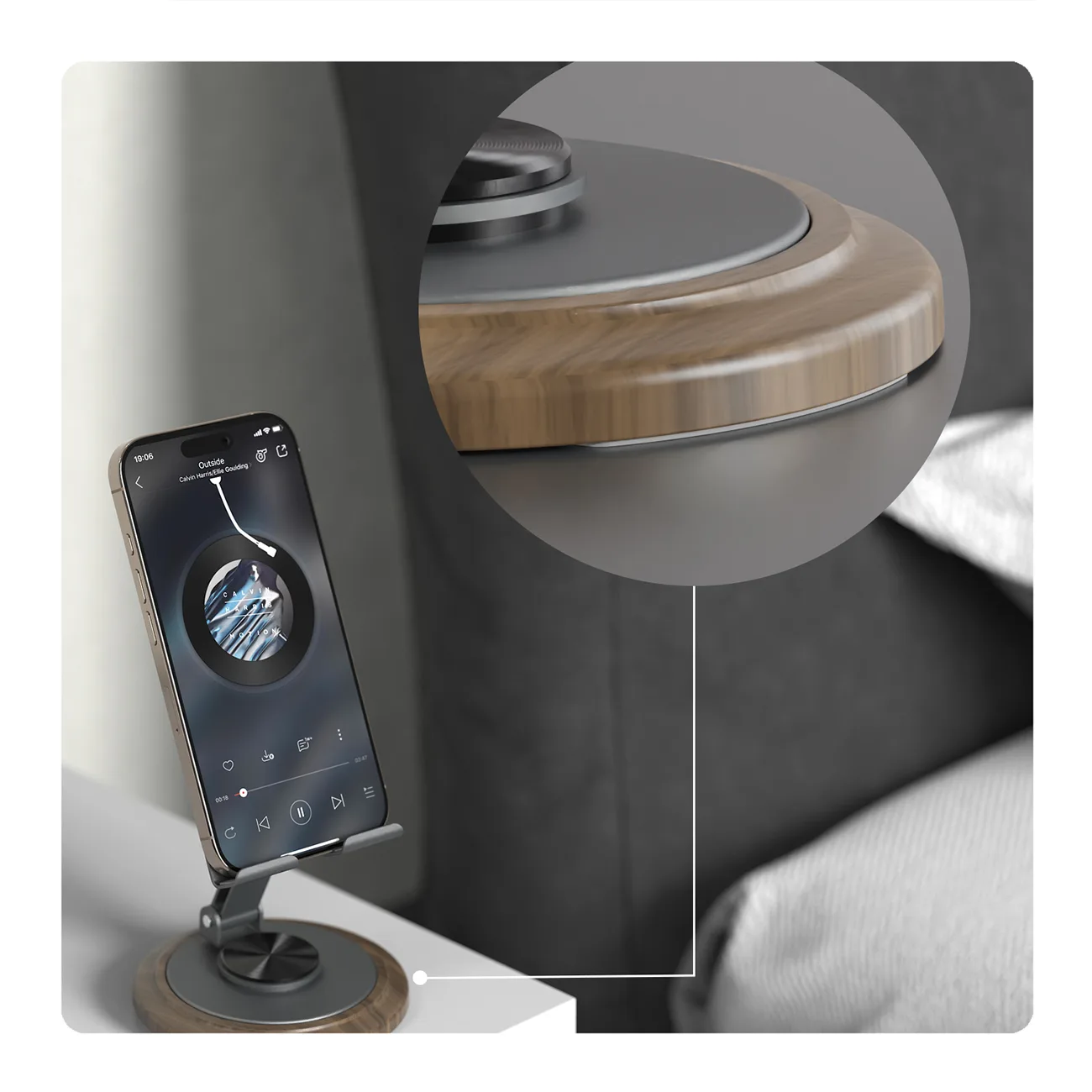 Suport metalic pentru telefon cu rotire la 360 de grade - gri 10