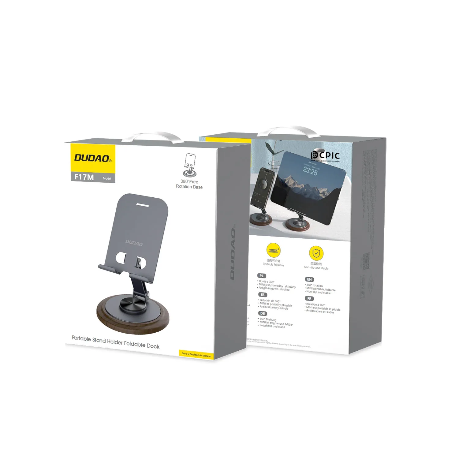 Suport metalic pentru telefon cu rotire la 360 de grade - gri 2
