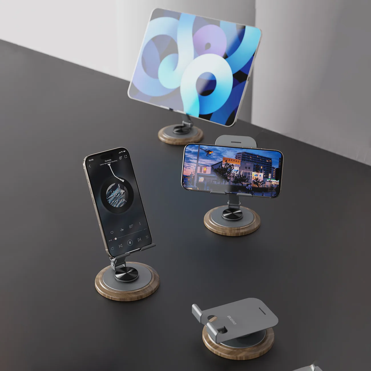 Suport metalic pentru telefon cu rotire la 360 de grade - gri 8