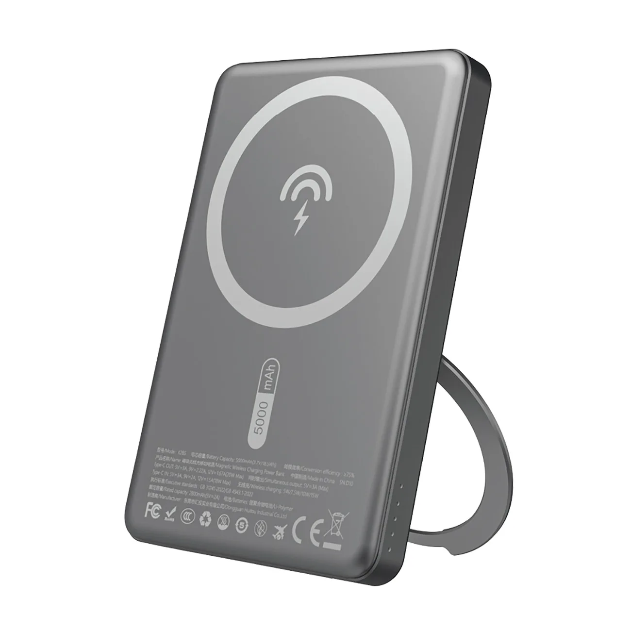 Power bank MagSafe-vel és 20 W-os PD 5000 mAh-s állvánnyal – szürke